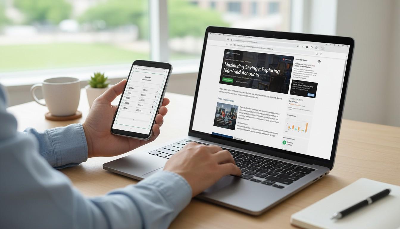 An individual managing multiple high-yield savings buckets through a digital banking interface.